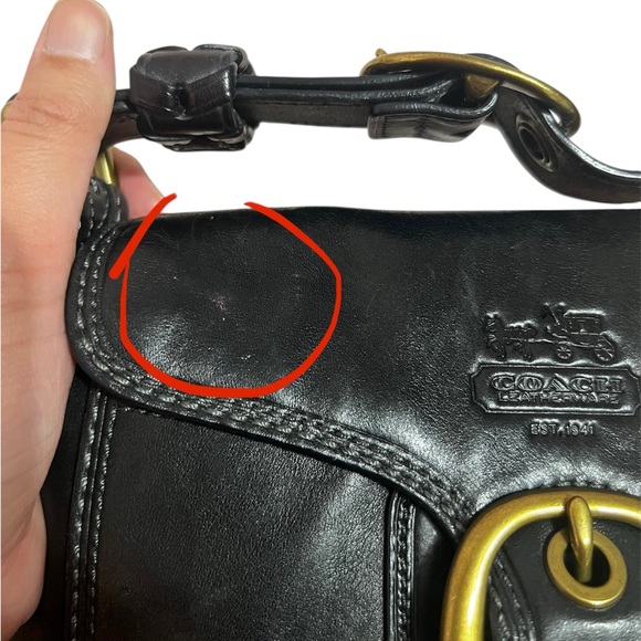 Coach Vintage 11427 Bleeker Legacy Tattersall Flap Shoulder Bag Black Brass - Picture 8 of 9